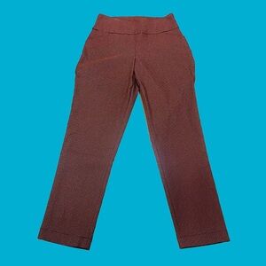 Versona Brown Plaid Pull-On Stretch Straight Leg Pants